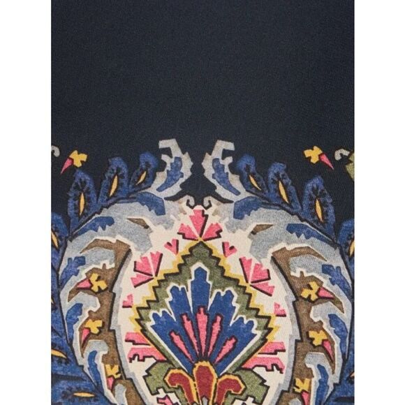 Etro Plunging Engineer Border-Print Ruffle Cady Midi Dress IT42/US6 - Picture 13 of 14